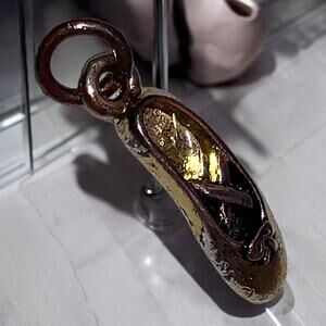 Vintage Tiny Sterling Silver Ballet Shoe Slipper Charm 7/8" Pendant!